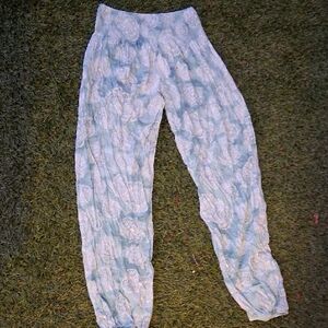 Elegant Blue Floral Women's Pants